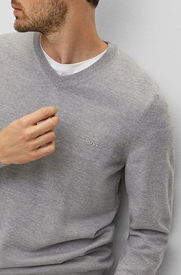 BOSS V neck sweater in responsible wool