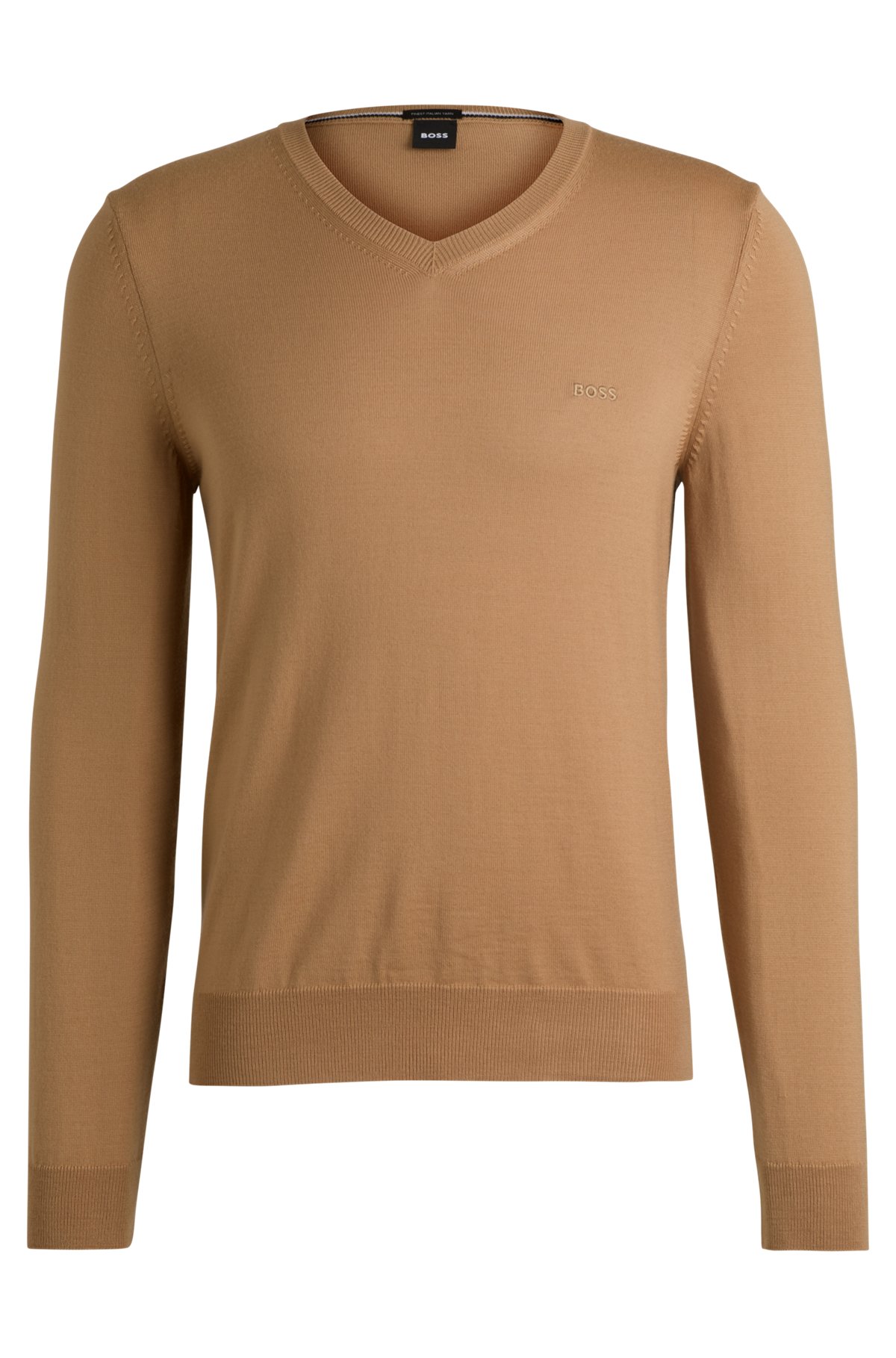  V-neck sweater in responsible wool, Beige