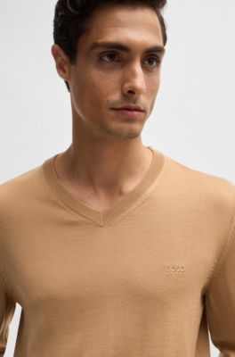 PULL REGULAR EN LAINE VIERGE AVEC LOGO BRODÉ