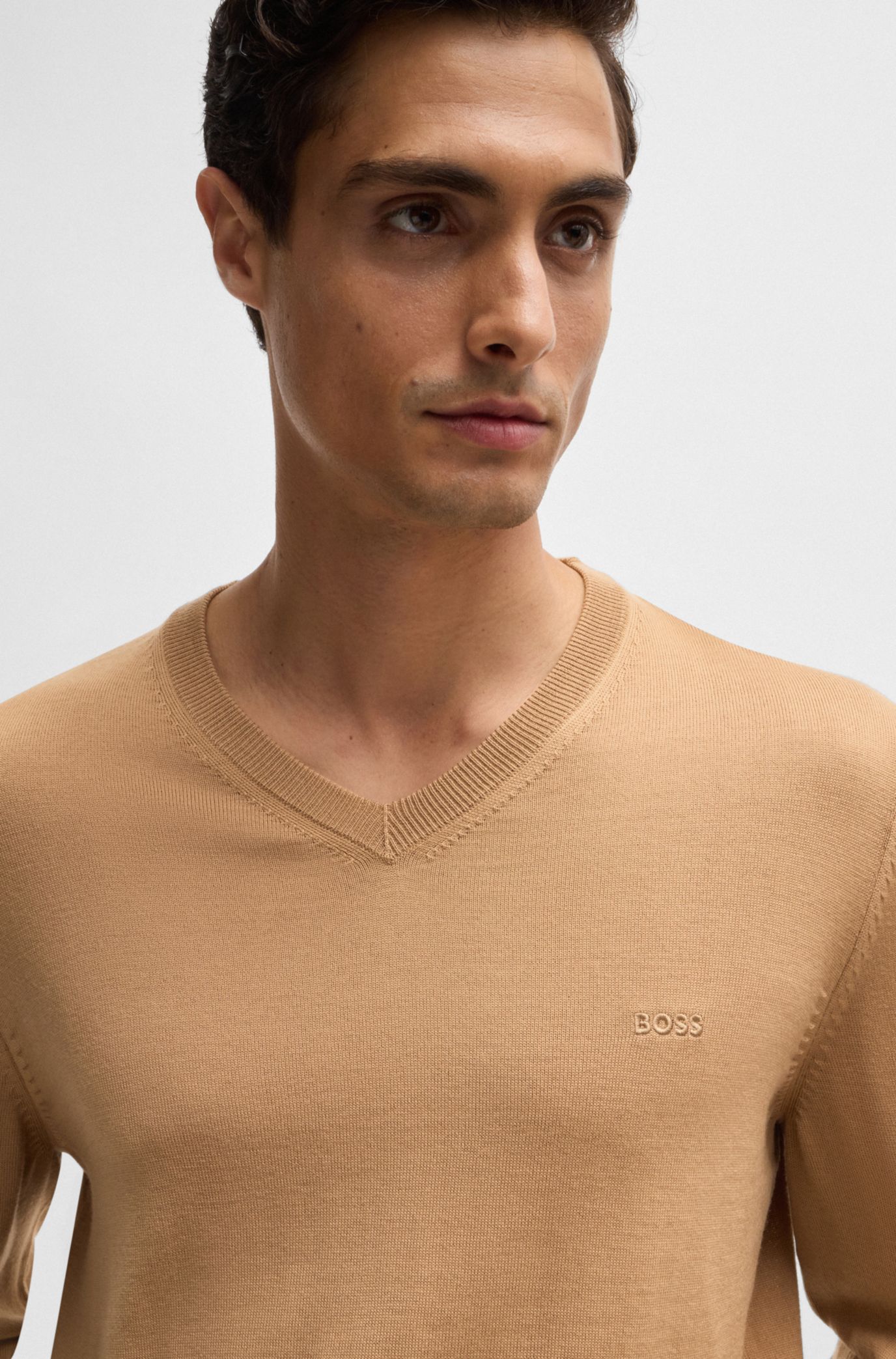 BOSS - V-neck sweater in responsible wool