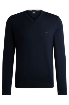 BOSS V neck sweater in responsible wool