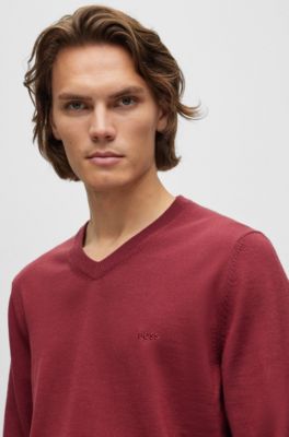 BOSS - V-neck sweater in responsible wool