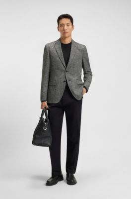 Regular-fit sweater in virgin wool with embroidered logo, Black