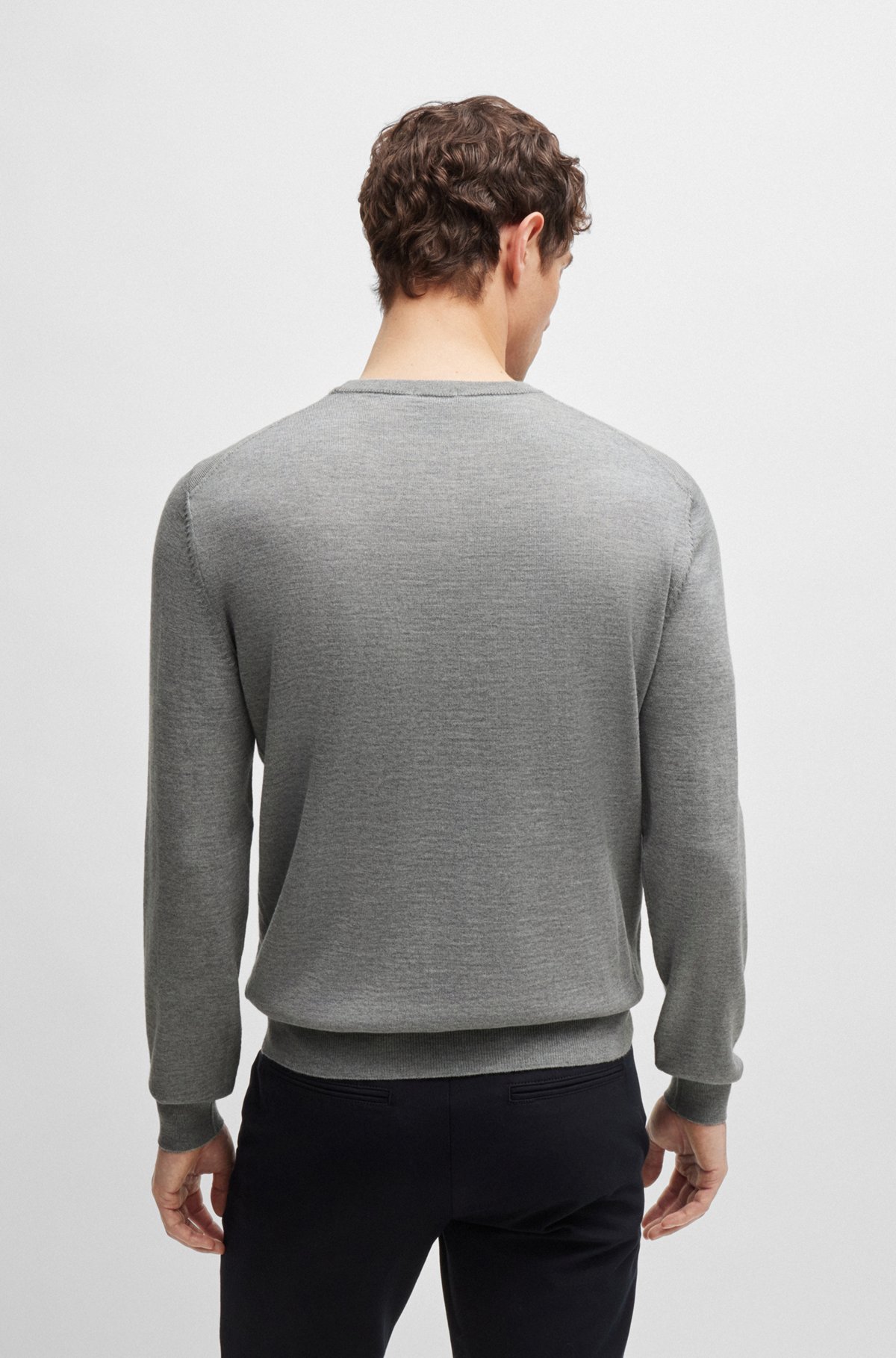 Pullover aus nachhaltigerer Wolle mit Logo-Stickerei, Grau