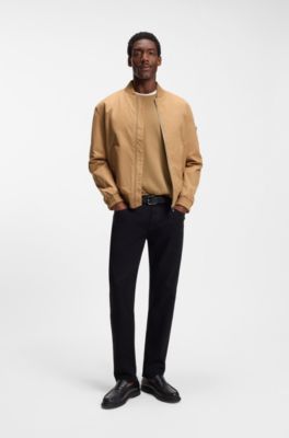 Regular-fit sweater in virgin wool with embroidered logo, Beige