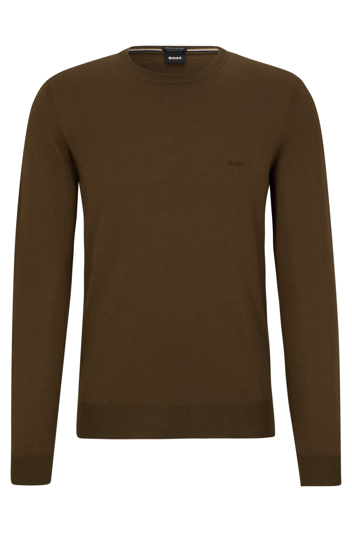 Pullover aus nachhaltigerer Wolle mit Logo-Stickerei, Khaki