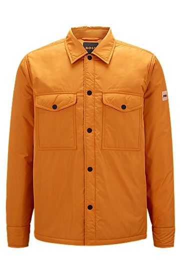 橡胶徽标装饰防泼水大款外套衬衫,  890_Open Orange