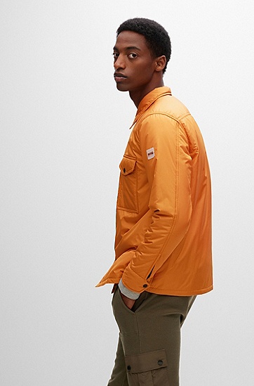 橡胶徽标装饰防泼水大款外套衬衫,  890_Open Orange
