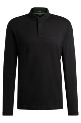 BOSS - Longsleeve-Poloshirt aus Interlock-Baumwolle mit tonalem Logo