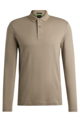 BOSS Interlock cotton polo shirt with tonal logo