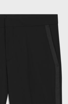 Pantaloni extra slim fit in misto lana elasticizzato, Nero