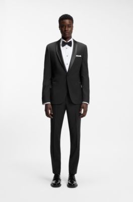 Pantaloni extra slim fit in misto lana elasticizzato, Nero