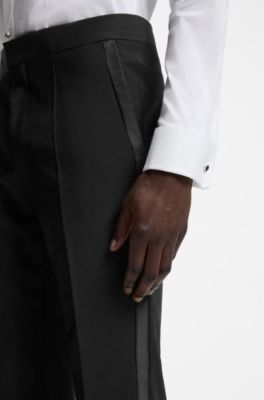 Extra-slim-fit trousers in a stretch-wool blend, Black