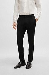 Pantalones extra slim fit de mezcla de lana elástica, Negro