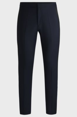 Extra-slim-fit trousers in a stretch-wool blend, Dark Blue