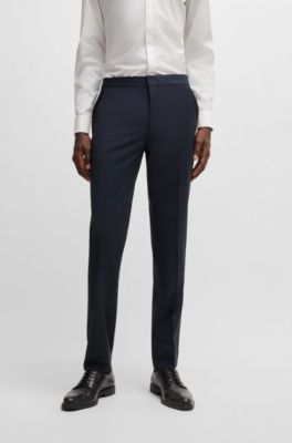 Extra-slim-fit trousers in a stretch-wool blend, Dark Blue