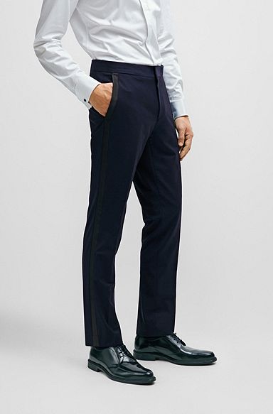 Extra-slim-fit trousers in a stretch-wool blend, Dark Blue