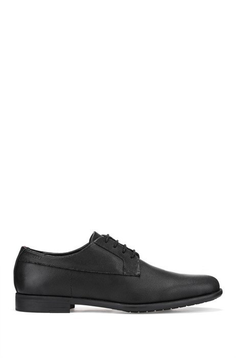 Lace-up Derby shoes in printed leather, Black