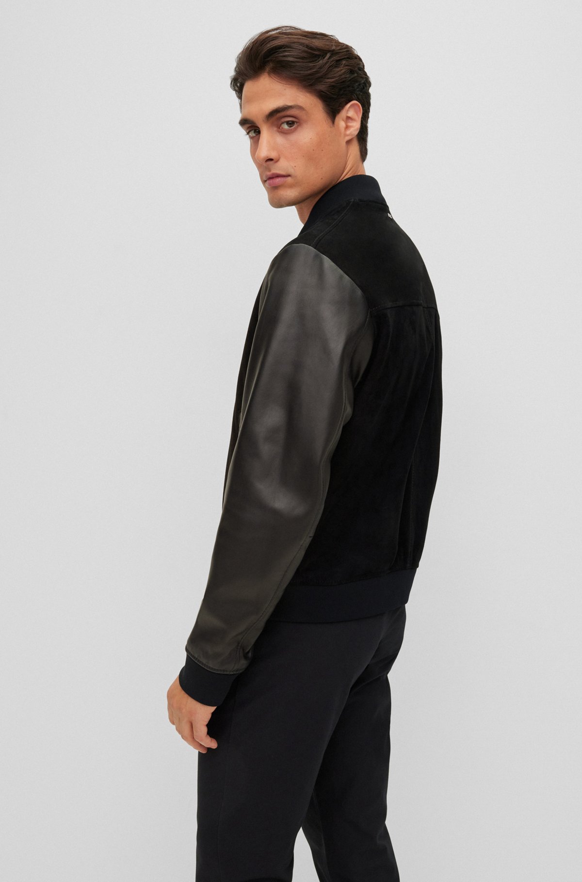 BOSS - Bomber jacket in suede and leather