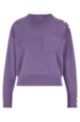 Organic-cotton regular-fit sweater with frill trims, Purple