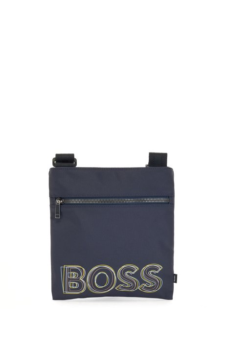 Envelope bag in recycled fabric with multi-colored logo, Dark Blue