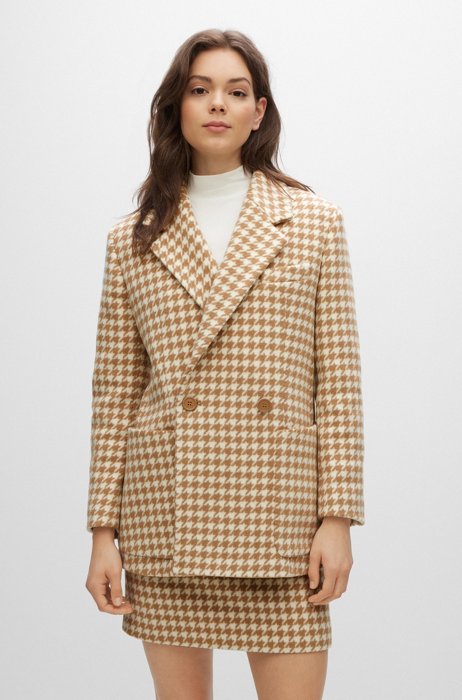 Regular-fit jacket in a houndstooth wool blend, Patterned