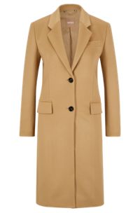 Slim-fit formal coat in wool and cashmere, Beige