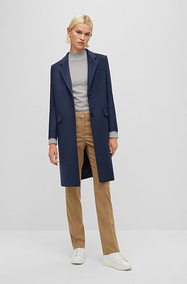 Slim-fit formal coat in wool and cashmere, Dark Blue