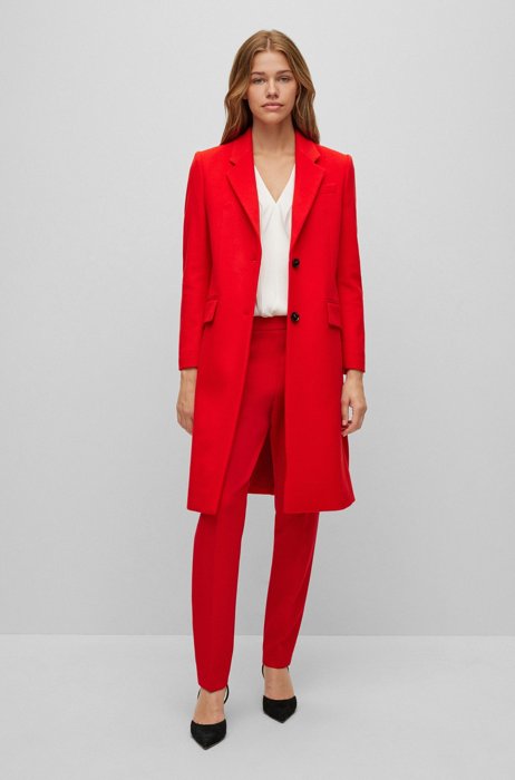 Slim-fit formal coat in wool and cashmere, Red