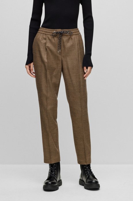 Regular-fit trousers in houndstooth fabric, Brown