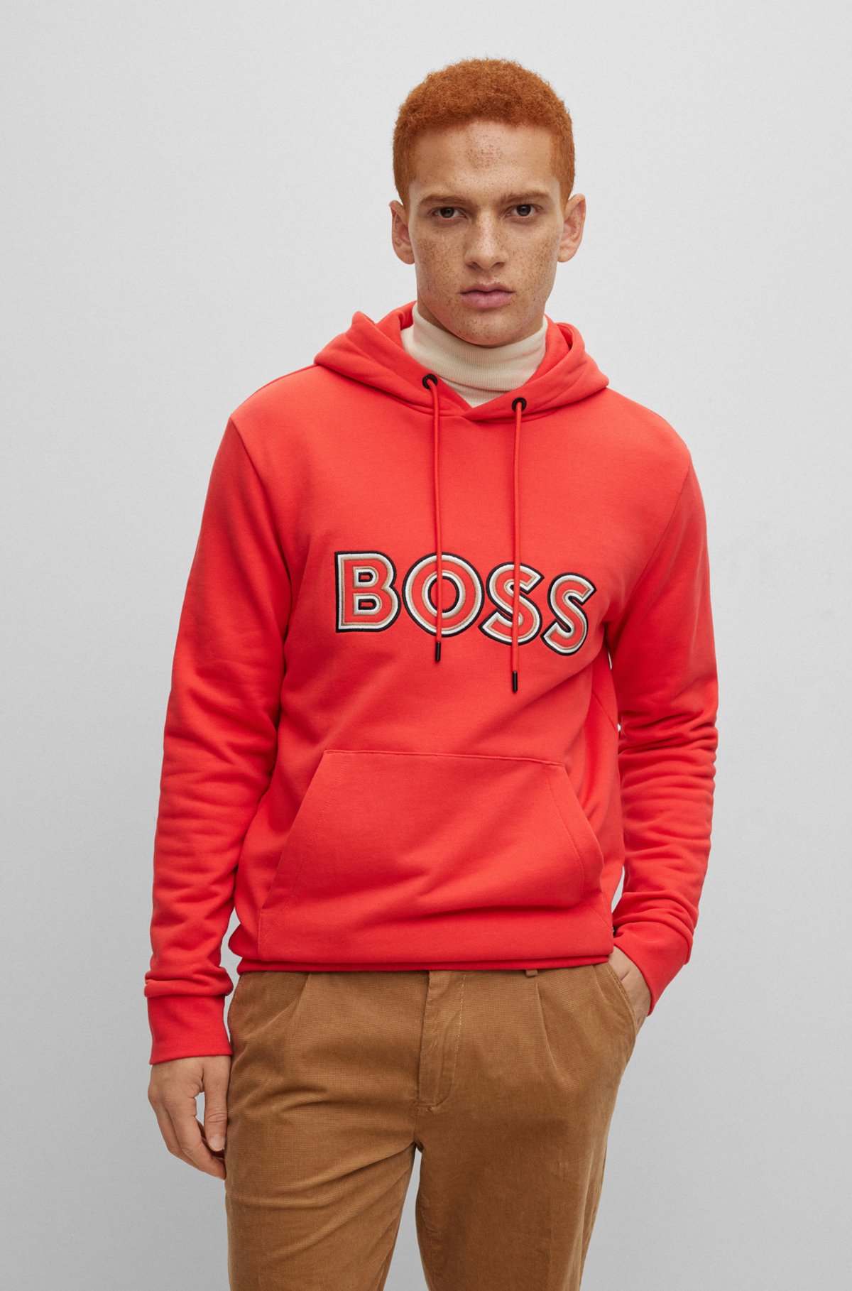 streep spanning Charmant BOSS - French-terry hoodie with BOSS logo