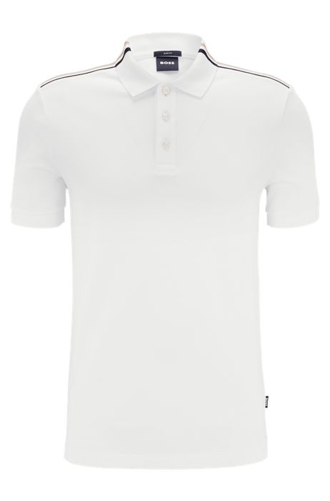 Polo van katoenpiqué met kenmerkende streep HUGO BOSS Heren Kleding Tops & Shirts Shirts Poloshirts 