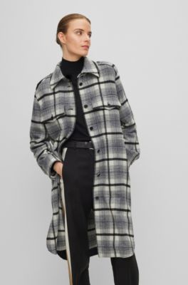Womens Clothing Coats Short coats Apparis Josh Plaid Faux Wool Puffer in Grey 