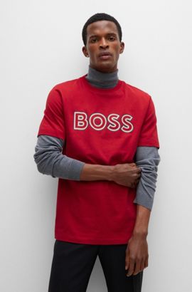T-shirt Regular Fit en jersey de coton avec logo artistique Coton BOSS by HUGO BOSS pour homme en coloris Rose Homme Vêtements T-shirts T-shirts à manches courtes 