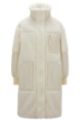 Oversized-fit jacket in mixed materials with concealed closure, White