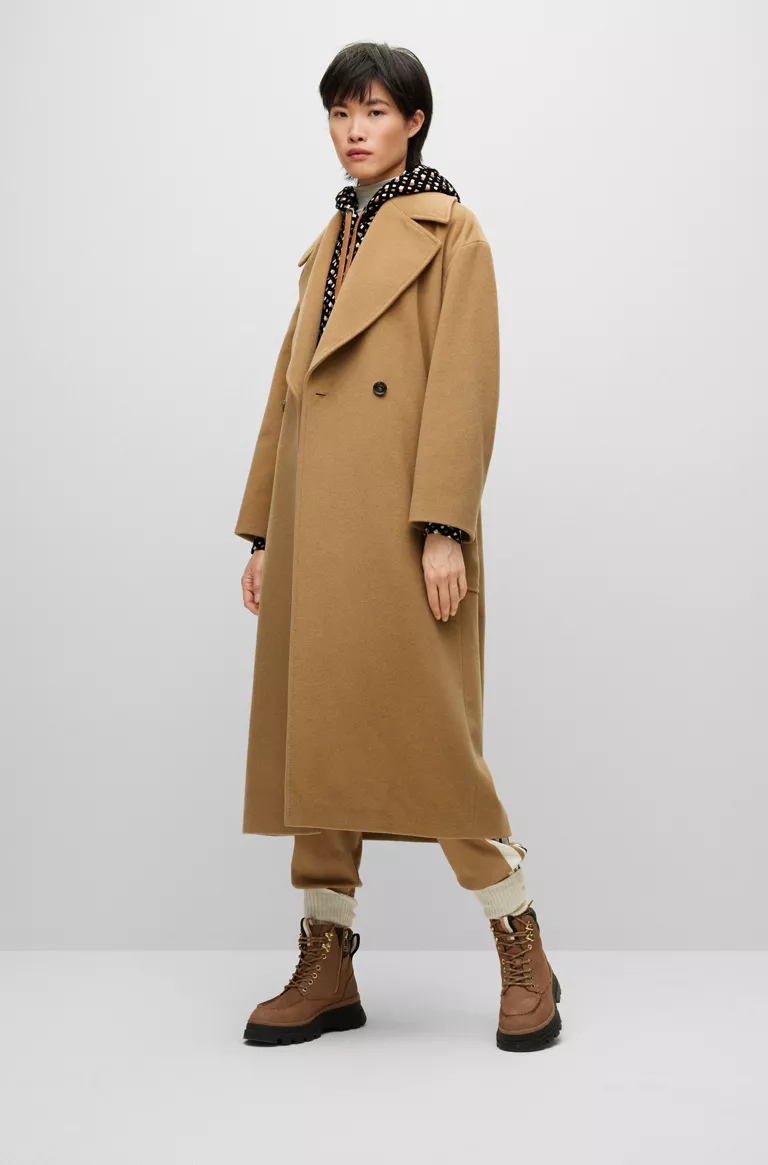 BOSS - Oversized-fit coat in cashmere and wool