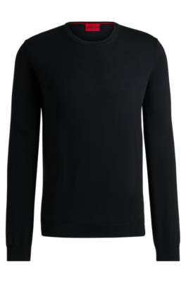 Hugo Slim-fit Sweater In Extra-fine Merino Wool In Black