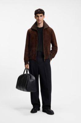 Merino-wool sweater with embroidered logo, Black