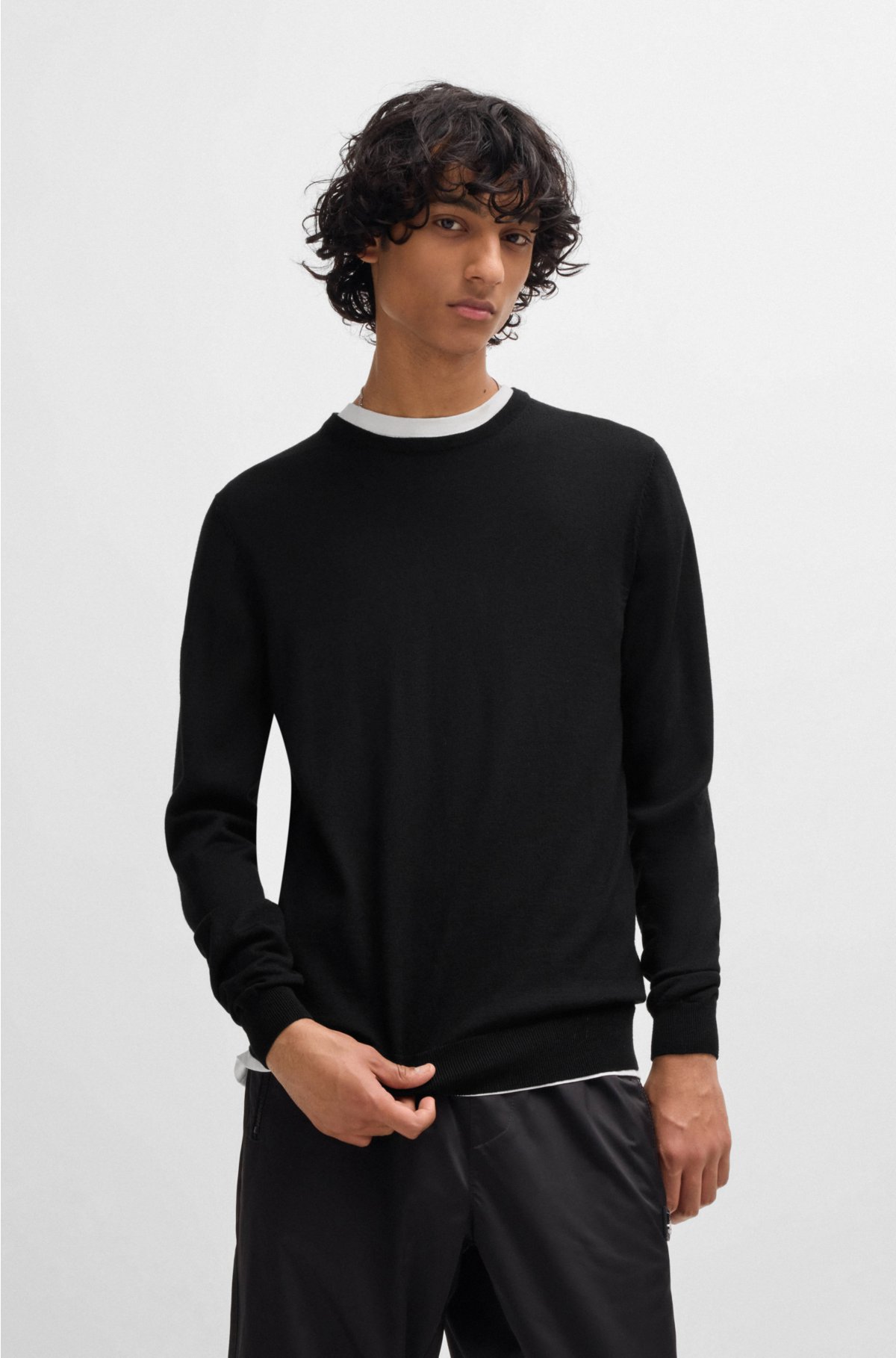 HUGO - Slim-fit sweater in extra-fine merino wool