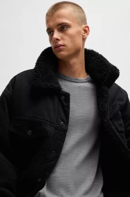 Virgin-wool sweater with embroidered logo
