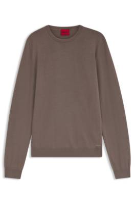 Hugo Merino-wool sweater with embroidered logo stickade tröjor herr – bild 4