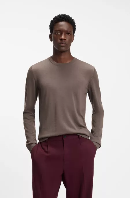 Merino-wool sweater with embroidered logo