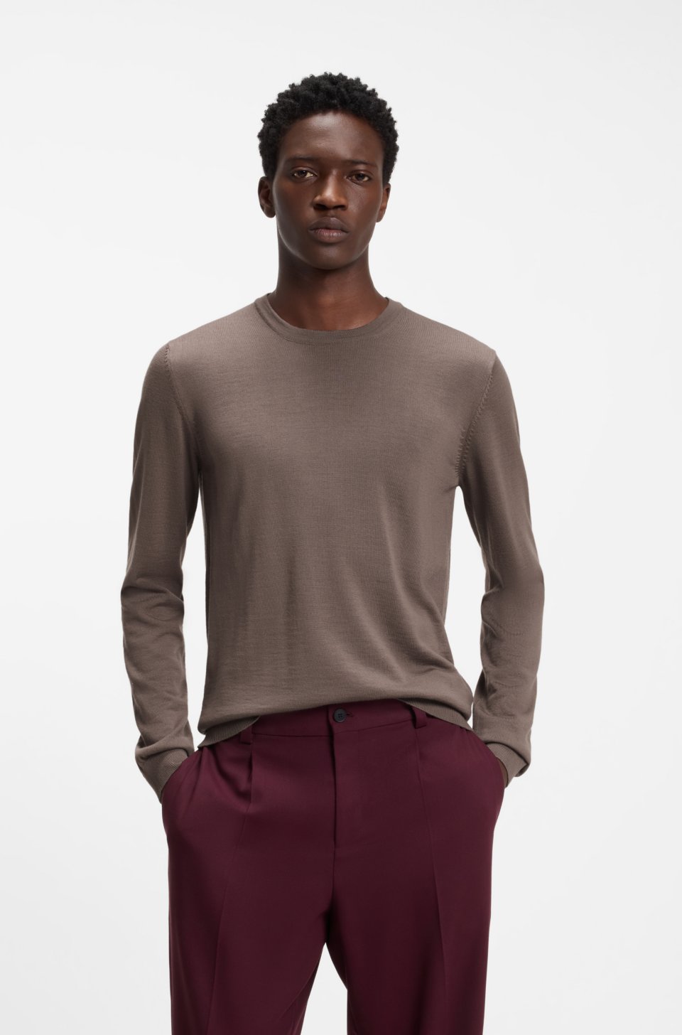 Merino-wool sweater with embroidered logo