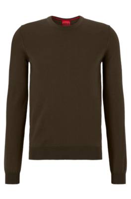 Hugo Slim-fit Sweater In Extra-fine Merino Wool In Brown