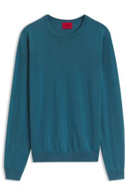 Hugo Merino-wool sweater with embroidered logo stickade tröjor herr – bild 4