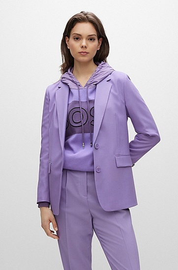 BOSS 博斯意大利初剪羊毛常规版夹克外套,  527_Bright Purple