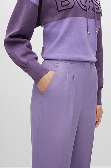 BOSS 博斯意大利初剪羊毛常规版长裤,  527_Bright Purple