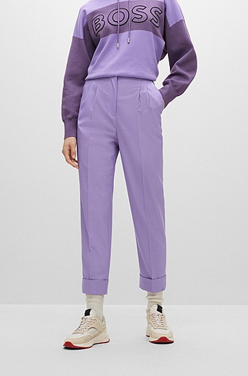 BOSS 博斯意大利初剪羊毛常规版长裤,  527_Bright Purple