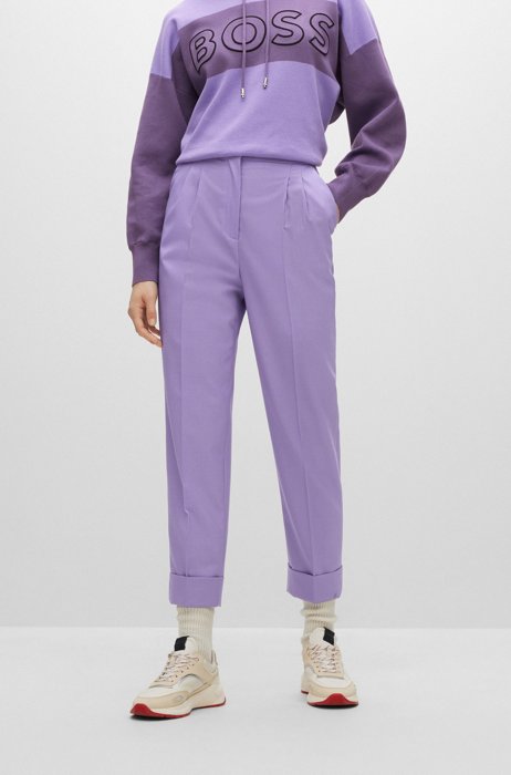 Regular-fit trousers in Italian virgin wool, Purple