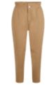 Stretch-cotton relaxed-fit trousers with paperbag waist, Beige